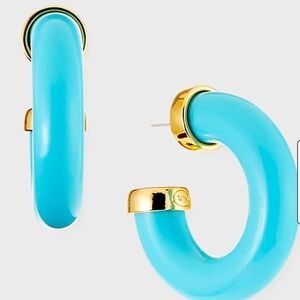 Kenneth Jay Lane Resin C-Hoop Earrings, Turquoise